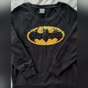 BATMAN Girls Sweatshirt w/Sequins Size Large.  Long Sleeves.